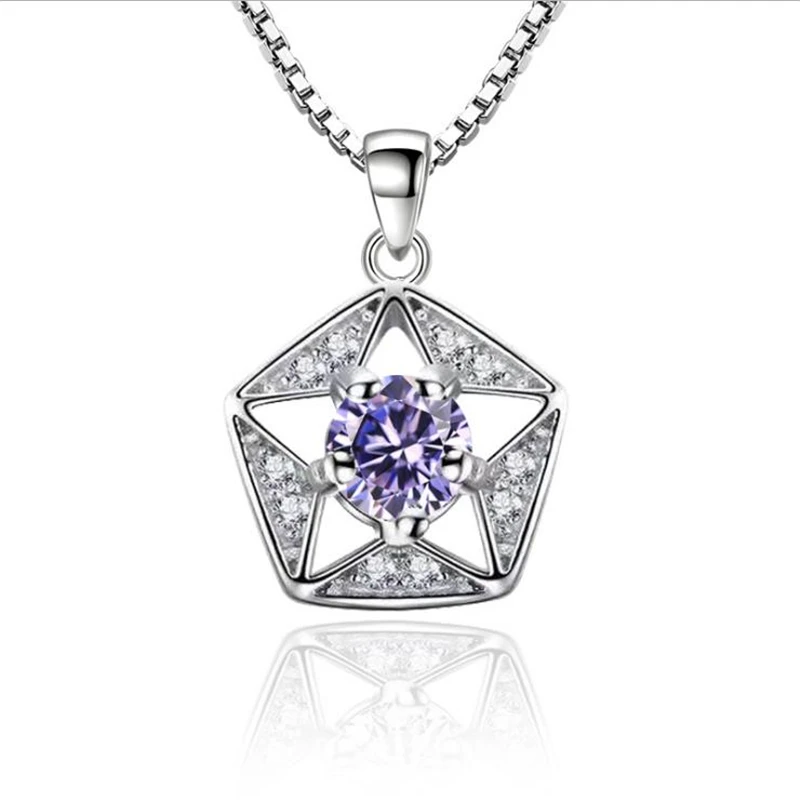 KOFSAC New Fashion 925 Silver Necklace Hollow Star Luxury Purple Crystal Shiny CZ Pendant Necklace For Women Wedding Party Gifts
KOFSAC New Fashion 925 Silver Necklace Hollow Star Luxury Purple Crystal Shiny CZ Pendant Necklace For Women Wedding Party Gifts