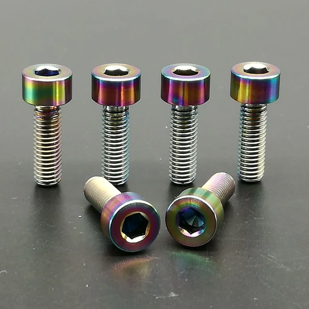 6pcs Titanium Ti M5X16mm Rainbow Socket Head Screws Bolts For Bike Parts Bicycle Accessories Stem M5 Screw
6pcs Titanium Ti M5X16mm Rainbow Socket Head Screws Bolts For Bike Parts Bicycle Accessories Stem M5 Screw