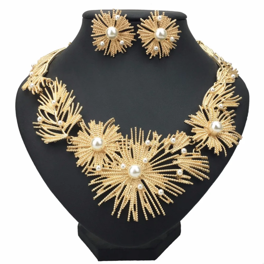 MANILAI Big Flower Statement Necklace Set Woman Wedding African Imitation Pearl Metal Bridal Earrings Necklace Jewelry Sets
MANILAI Big Flower Statement Necklace Set Woman Wedding African Imitation Pearl Metal Bridal Earrings Necklace Jewelry Sets