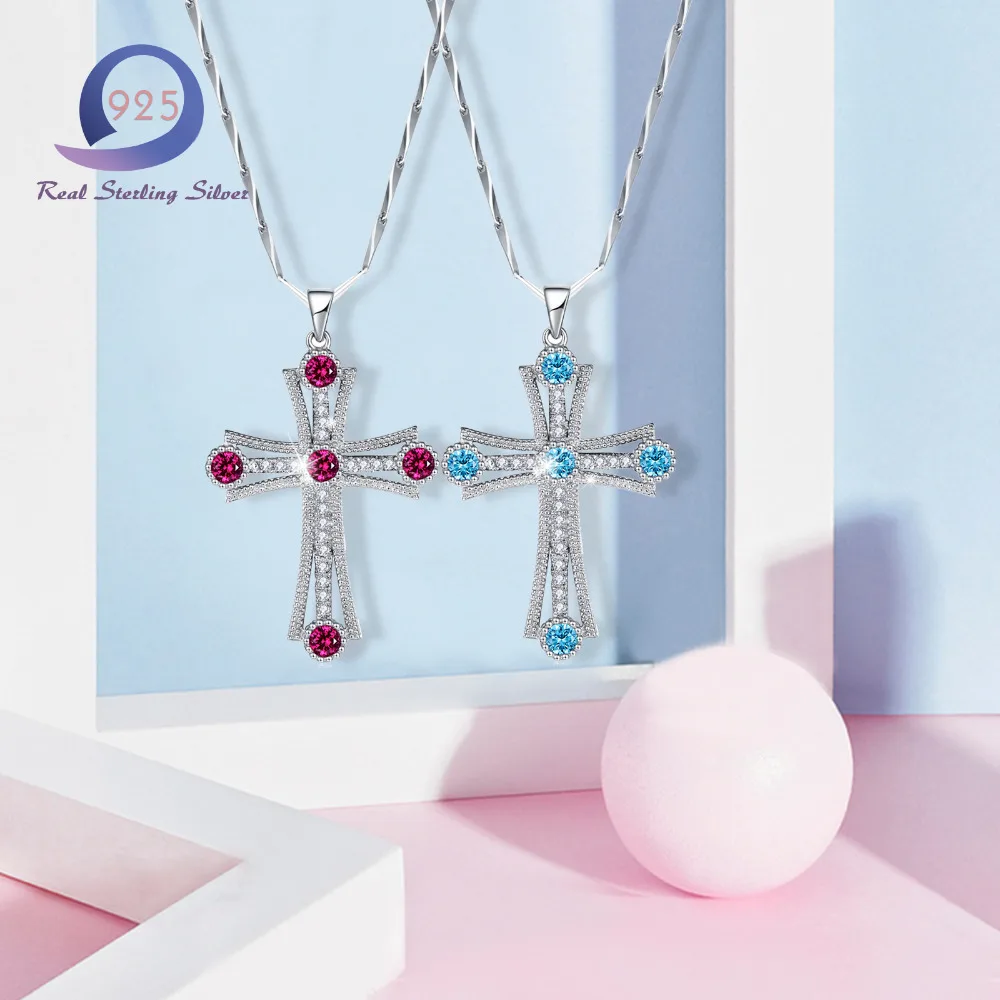 Merthus Fashion 925 Sterling Silver Pendant Chain Swiss Blue Nacklace Cross Women Wedding Engagement Necklace
Merthus Fashion 925 Sterling Silver Pendant Chain Swiss Blue Nacklace Cross Women Wedding Engagement Necklace