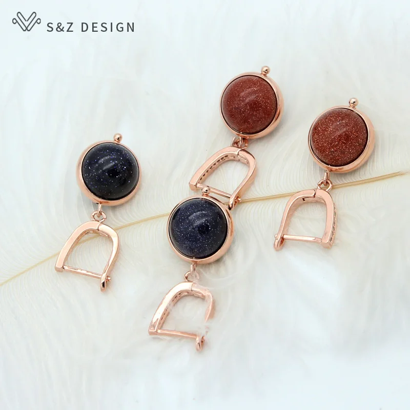 S&Z Trendy CZ Zircon Earrings Natural Golden Sand Stone Drop Earrings 585 Rose Gold Earrings For Women Fine Fashion Jewelry
S&Z Trendy CZ Zircon Earrings Natural Golden Sand Stone Drop Earrings 585 Rose Gold Earrings For Women Fine Fashion Jewelry