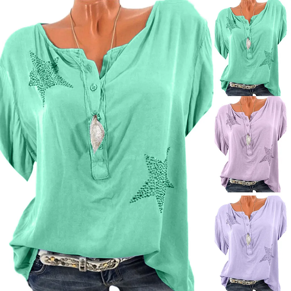 FREE OSTRICH Women Shirts Button Five-pointed Star Hot Drill Plus Size Tops Popular Honorable Elegant Summer Blouse Shirts
FREE OSTRICH Women Shirts Button Five-pointed Star Hot Drill Plus Size Tops Popular Honorable Elegant Summer Blouse Shirts