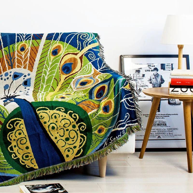 Vintage Tassels Green Peacock Woven Soft Sofa Blanket Throws Rugs Sofa Cover Chair Cover Table cover Print Home Decor 125x150cm
Vintage Tassels Green Peacock Woven Soft Sofa Blanket Throws Rugs Sofa Cover Chair Cover Table cover Print Home Decor 125x150cm