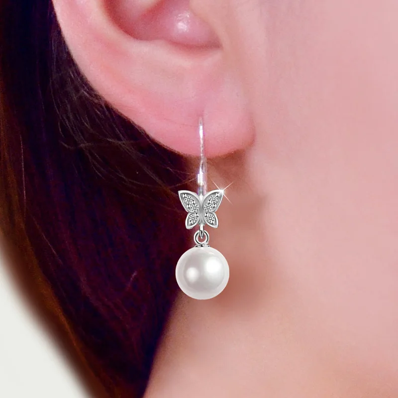 S925 Silver Earrings Butterfly Pearl Eardrops Female trendy earrings Korean Version Simple Marriage Earrings women jewelry hy021
S925 Silver Earrings Butterfly Pearl Eardrops Female trendy earrings Korean Version Simple Marriage Earrings women jewelry hy021
