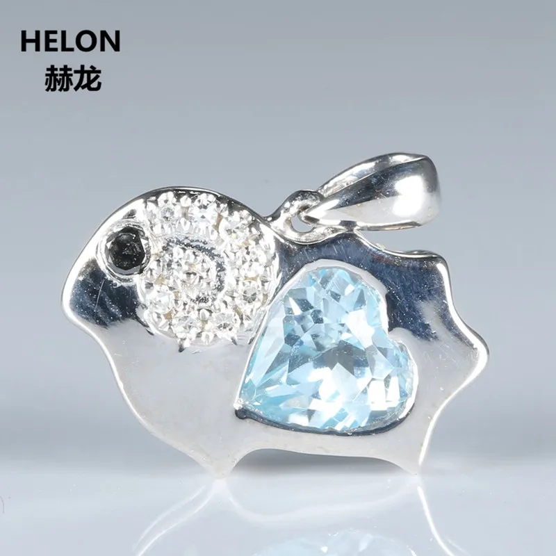 

Милая Бриллиант серебряная подвеска 7 мм в форме сердца с натуральным голубым топазом SI/H, без ожерелья, модное покрытие из белого золота