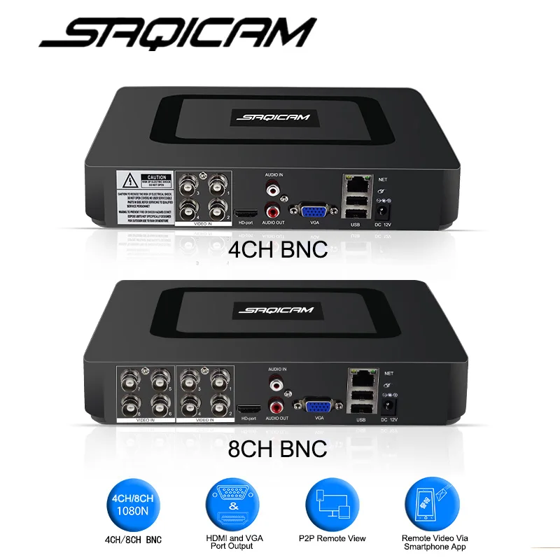 (В наличии в России) 4CH 8CH видеонаблюдения DVR Системы 1080N H.264 HD Выход P2P гибридный 5 1