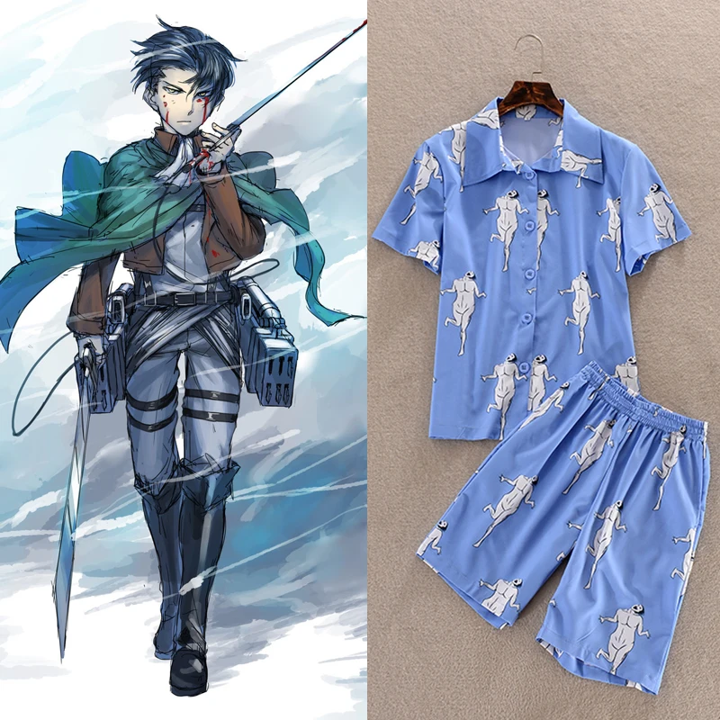 Attack on Titan Shingeki no Kyojin Scouting Legion Levil Pajamas Rivaille Summer Sleepwear Suit Short-Sleeved Cosplay Costume
Attack on Titan Shingeki no Kyojin Scouting Legion Levil Pajamas Rivaille Summer Sleepwear Suit Short-Sleeved Cosplay Costume