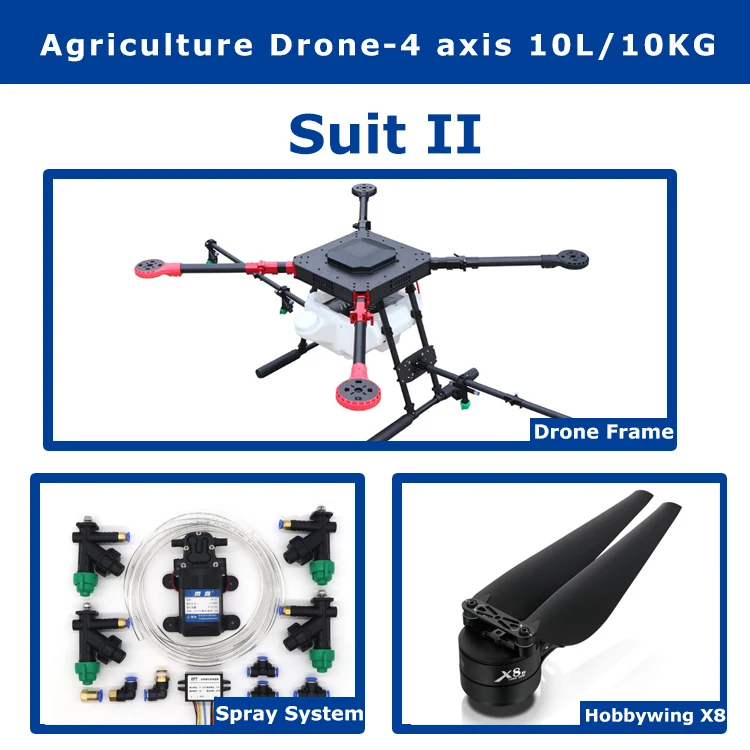 Сельское хозяйство drone 4 осевая машина 10 кг/10L распыления gimbal системы 1300 мм