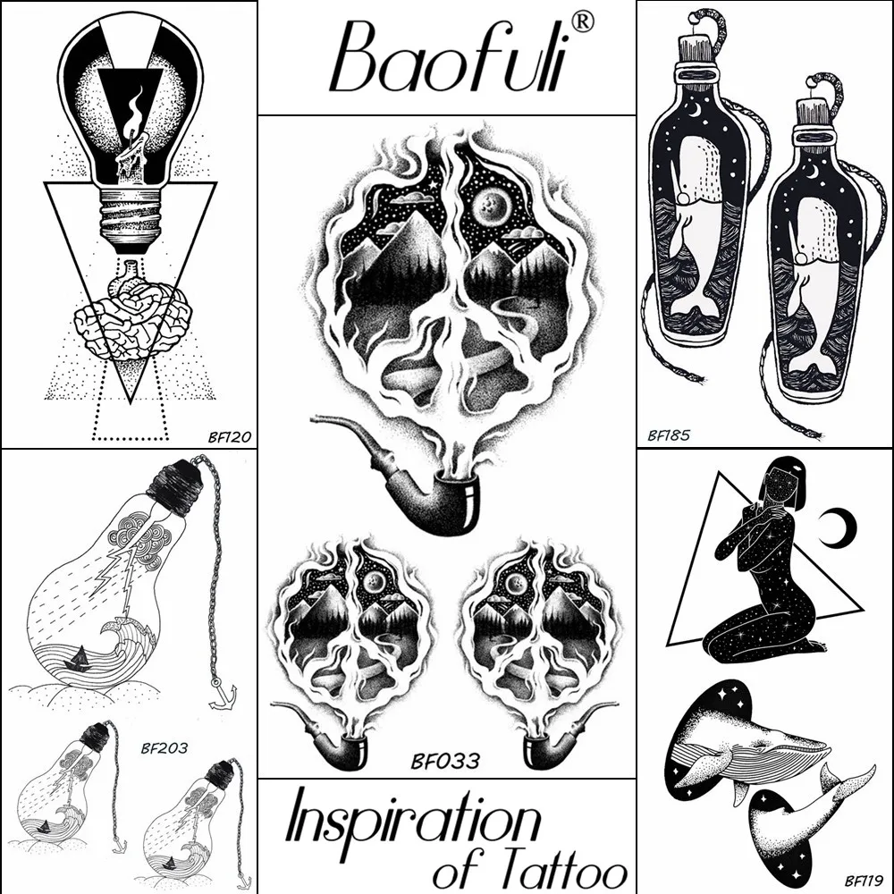 BAOFULI Men Smoke Pipe Temporary Tattoo Sticker Starry Sky Planets Mountain Forest River Black Tatoos Body Art Fake DIY Tattoos
BAOFULI Men Smoke Pipe Temporary Tattoo Sticker Starry Sky Planets Mountain Forest River Black Tatoos Body Art Fake DIY Tattoos