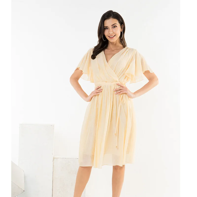 JLI MAY Summer Chiffon V-Neck Wrap Dress Women A-Line Solid Knee-Length plus size Sundress Elegant Ladies Dresses
JLI MAY Summer Chiffon V-Neck Wrap Dress Women A-Line Solid Knee-Length plus size Sundress Elegant Ladies Dresses