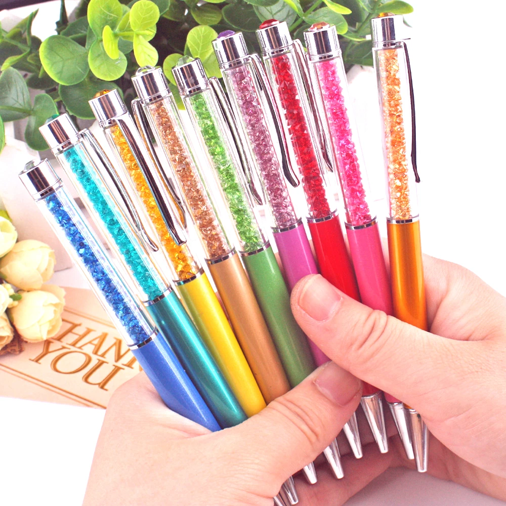 (1 шт./Продажа) 0 7 мм милые емкостные шариковые ручки со стразами Шариковая ручка