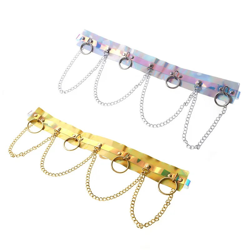 TiaoBug New Fashion Women Punk Shiny Laser Dazzle Colour PVC Female Body Waist Belt O Ring Holographic Sexy Harness Chain Belt
TiaoBug New Fashion Women Punk Shiny Laser Dazzle Colour PVC Female Body Waist Belt O Ring Holographic Sexy Harness Chain Belt