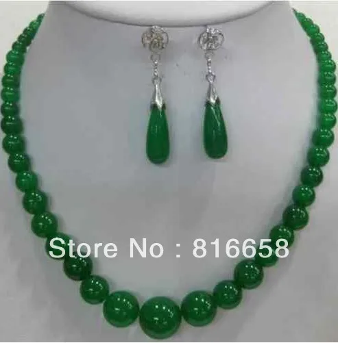 

Pretty real nature green Natural jade necklace earring set