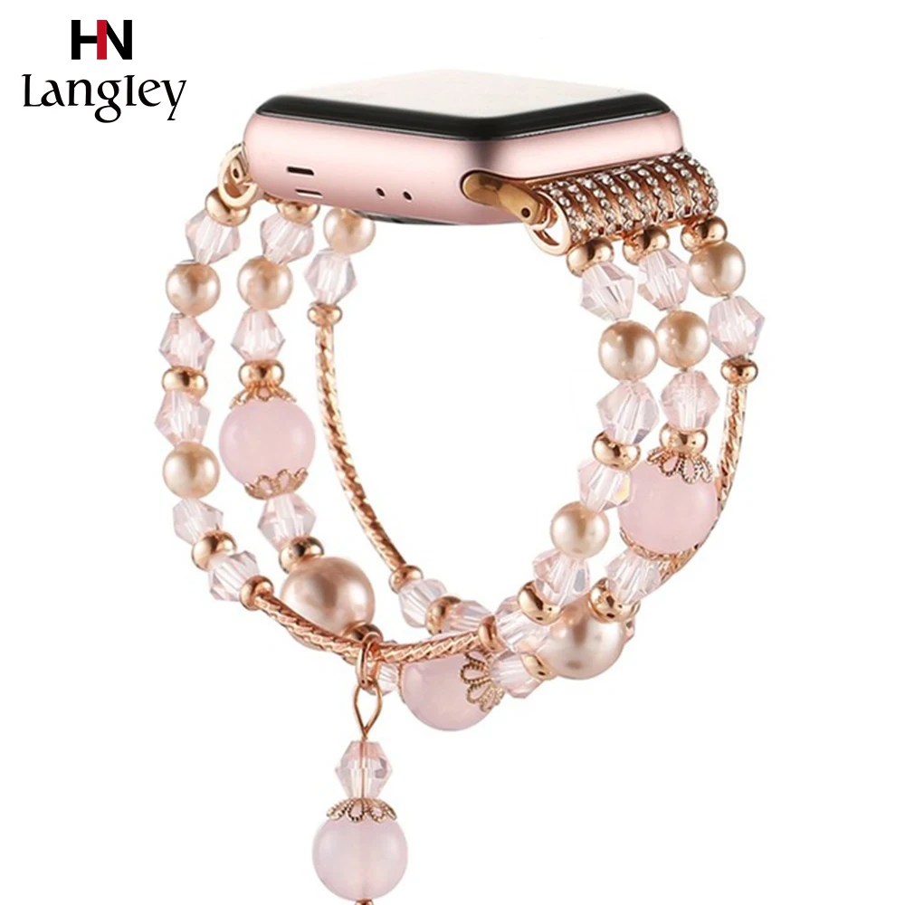 Women Link Bracelet Band 40mm 44mm Straps For Apple Watch 1 2 3 4 Replacement Beaded Ladies Elastic Strap for 42mm 38mm
Women Link Bracelet Band 40mm 44mm Straps For Apple Watch 1 2 3 4 Replacement Beaded Ladies Elastic Strap for 42mm 38mm