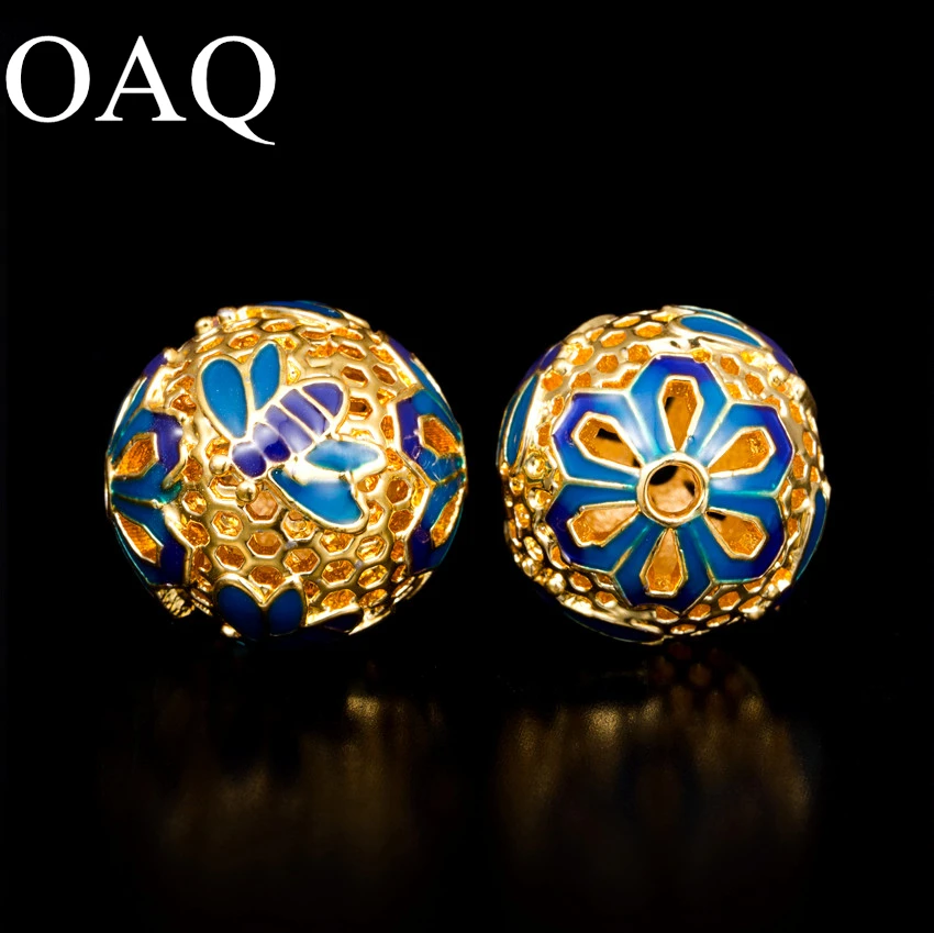 15*15 мм cloisonne металла Бусины для браслета Оптовая 3 шт. Би Pattern Круглый Форма