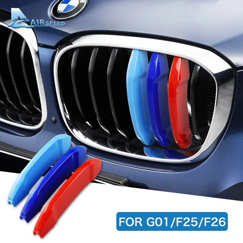 

Airspeed Car Front Grill Stripes Covers Decoration for BMW E83 F25 X4 F26 G01 Accessories Motorsport Strips Stickers Car-styling