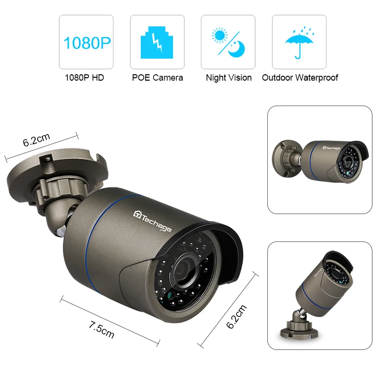 Techage 8CH 1080 P POE NVR комплект 10 1 "ЖК-монитор 2.0MP ИК Открытый безопасности IP камеры P2P