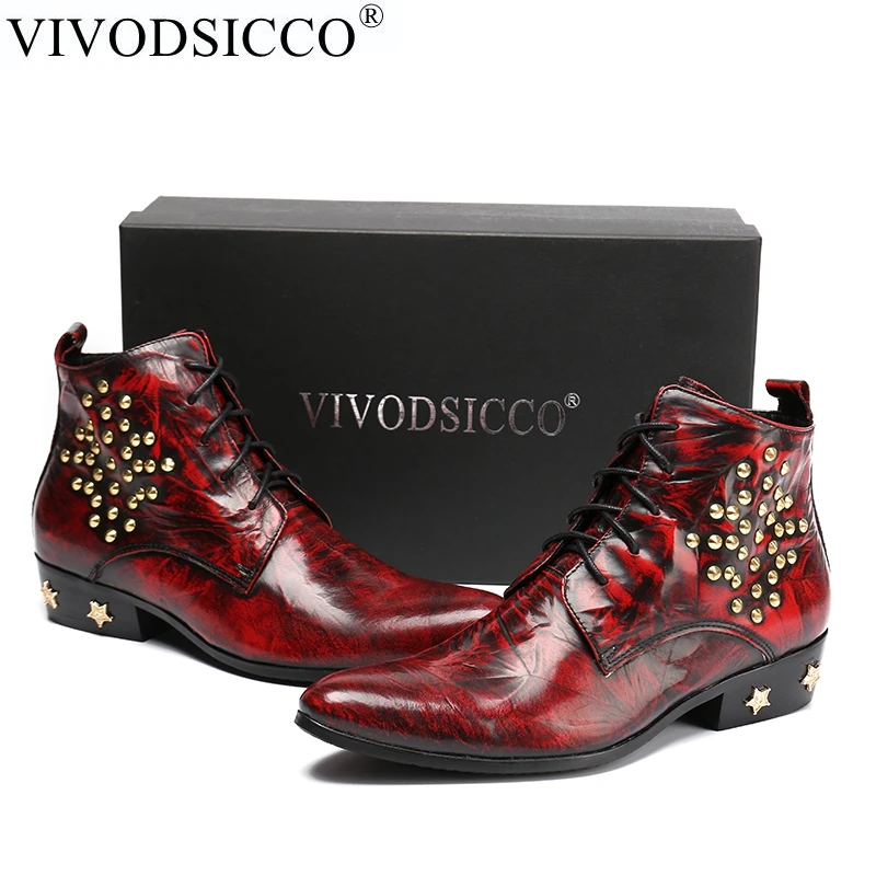 VIVODSICCO Handmade Genuine Leather Rivets Punk Military Combat Men's Leather Western Union Cowboy Boot Motorcycle Rock Boots
VIVODSICCO Handmade Genuine Leather Rivets Punk Military Combat Men's Leather Western Union Cowboy Boot Motorcycle Rock Boots