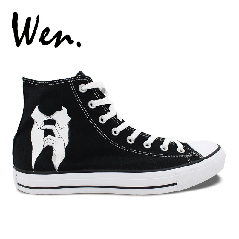 Wen Original Design MR Cat Suit Tie Hand Painted High Top Shoes Customized Black Canvas Shoes Girls Boys's Outdoors Sneakers
Wen Original Design MR Cat Suit Tie Hand Painted High Top Shoes Customized Black Canvas Shoes Girls Boys's Outdoors Sneakers