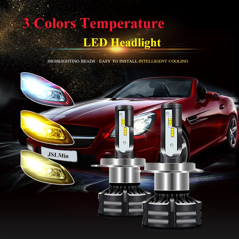 

LED Car Headlight Bulb H1 H7 H4 H1 D1S Hi/Lo Beam LED Fog Lamp Conversion kit led auto T6 Tricolor 3000K 4300K 6000K All In One