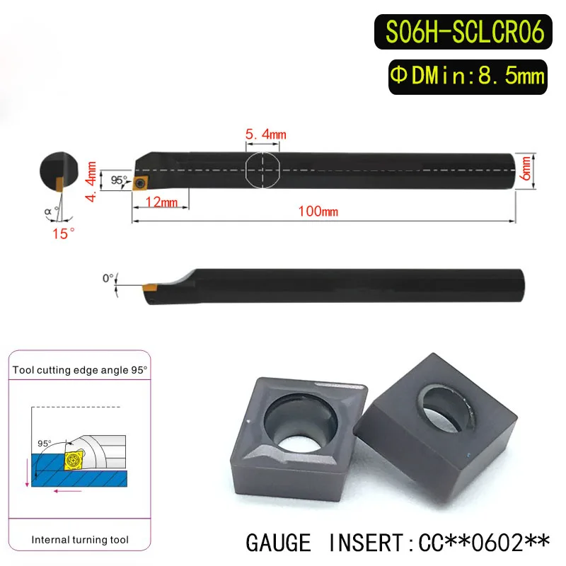 S06H-SCLCR06 95 Degrees Internal Turning Tool Holder ForCCMT060204 CCMT060208 Insert Internal Boring Bar Lathe Machine
S06H-SCLCR06 95 Degrees Internal Turning Tool Holder ForCCMT060204 CCMT060208 Insert Internal Boring Bar Lathe Machine