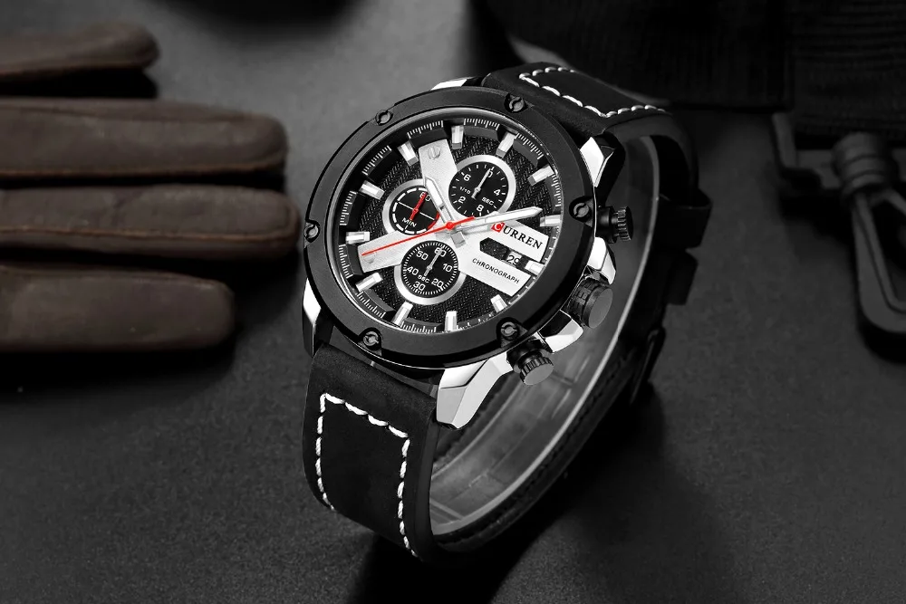 Топ бренд CURREN новые модные кварцевые часы мужские военные водонепроницаемые