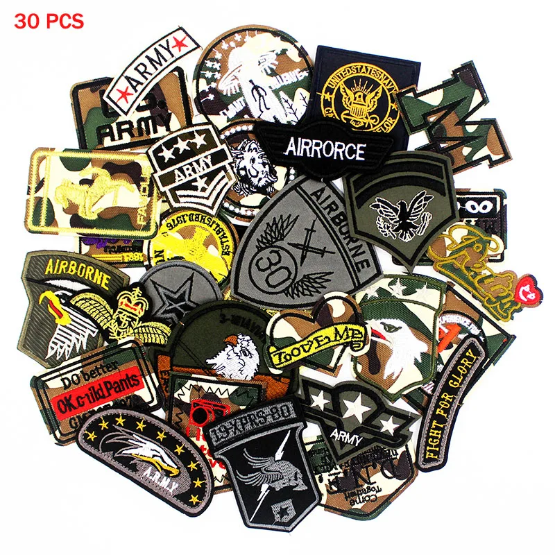 30pcs/Lot Tactical Troops Army Patches Military Embroidery Badge Iron on for Clothes Jacket Jeans Applique
30pcs/Lot Tactical Troops Army Patches Military Embroidery Badge Iron on for Clothes Jacket Jeans Applique