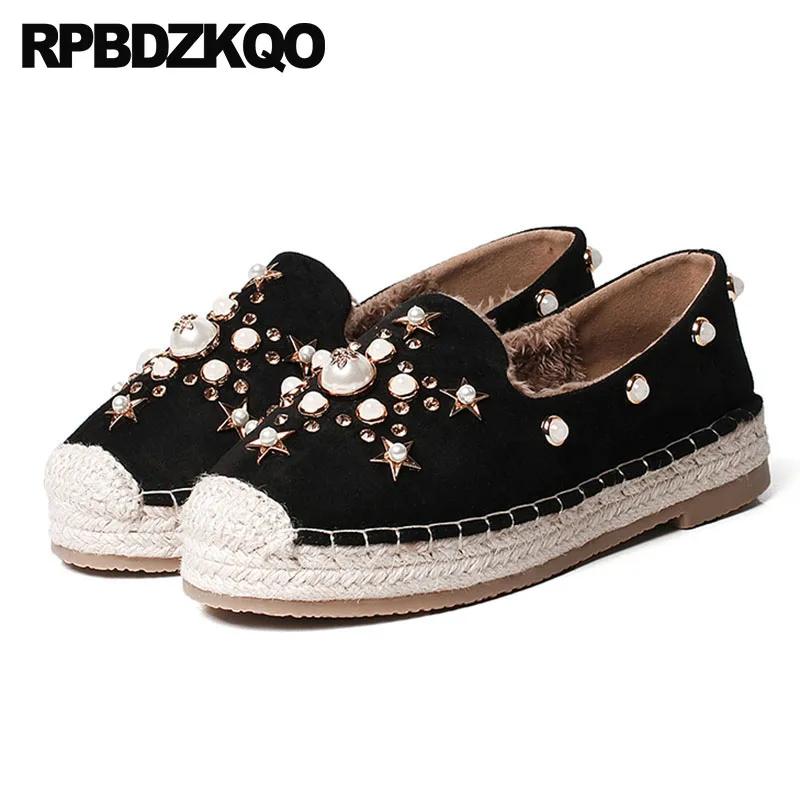 Black Pearl Suede Espadrilles Winter Fur Round Toe Fisherman Straw China Women Hemp Pink Ladies Beautiful Flats Shoes Slip On
Black Pearl Suede Espadrilles Winter Fur Round Toe Fisherman Straw China Women Hemp Pink Ladies Beautiful Flats Shoes Slip On