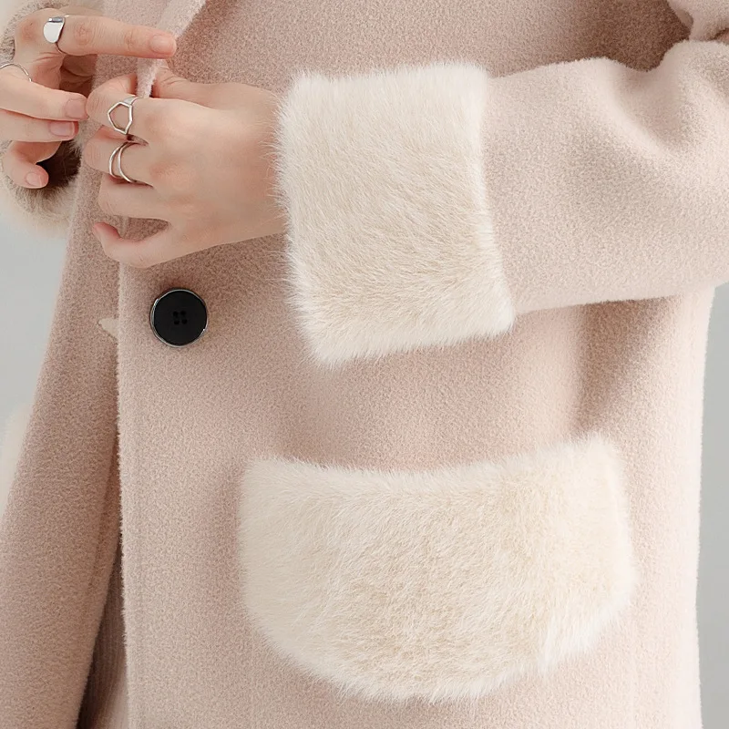 Good Quality 2019 Spring Long Knitted Cardigan Loose Overcoat Water-proof Mink Double-sided Nipple Coat Women Woolen Overcoat
Good Quality 2019 Spring Long Knitted Cardigan Loose Overcoat Water-proof Mink Double-sided Nipple Coat Women Woolen Overcoat