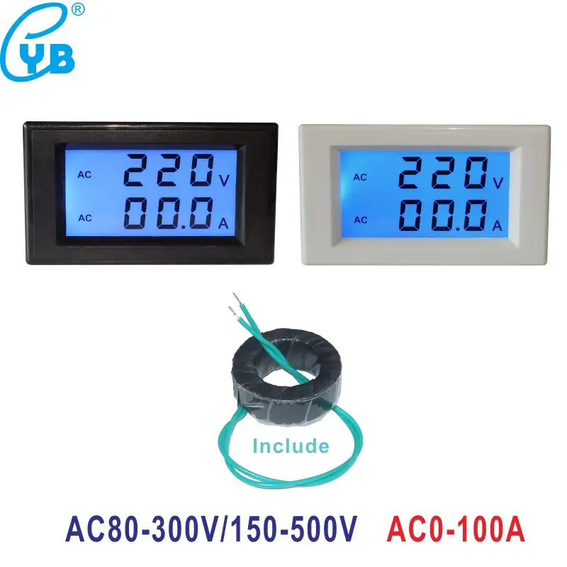 AC 80 300 В 100A цифровой вольтметр Амперметр Двойной дисплей ЖК Панель Напряжение AC150