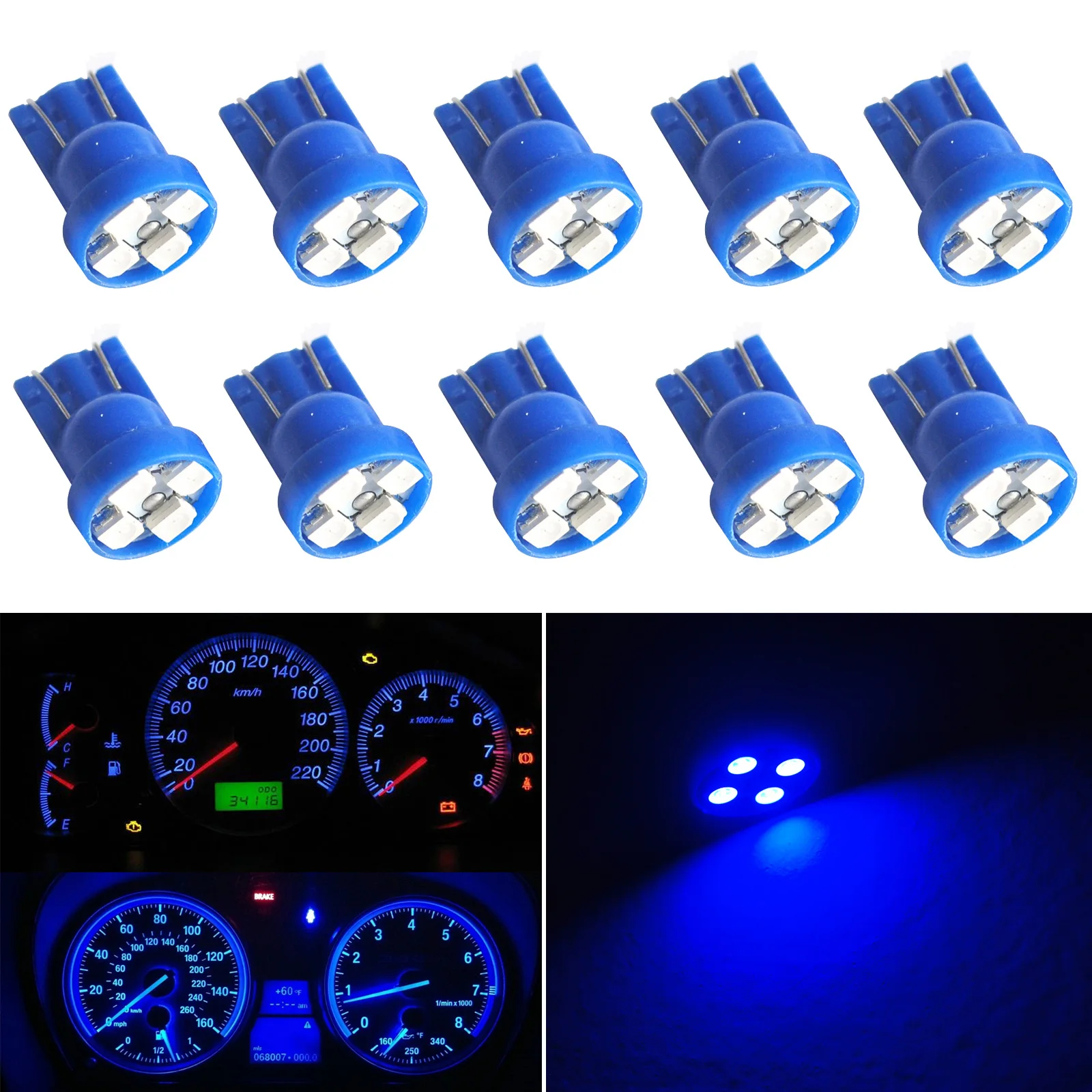 10pcs T10 168 Blue Gauge Instrument Cluster Speedometer Dash 4-SMD Car LED Light Bulbs Car Accessories
10pcs T10 168 Blue Gauge Instrument Cluster Speedometer Dash 4-SMD Car LED Light Bulbs Car Accessories