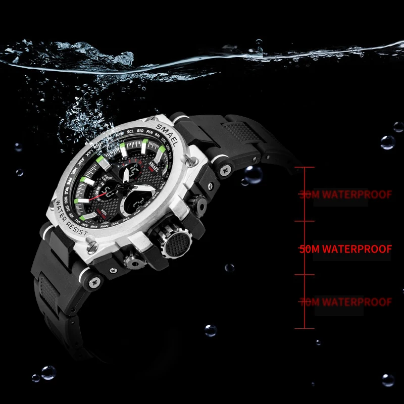 SMAEL Army Men's Clock Quartz WristWatch LED Military Dual Display Watches Army Green Men Digital Sports Watches Montre Homme
SMAEL Army Men's Clock Quartz WristWatch LED Military Dual Display Watches Army Green Men Digital Sports Watches Montre Homme