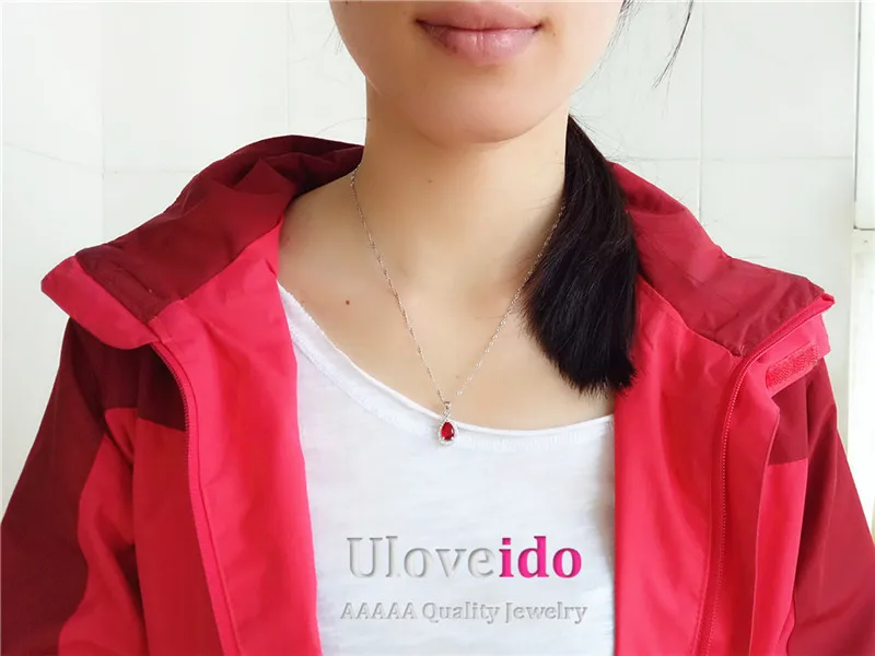США в наличии Uloveido ожерелье с фиолетовыми стразами модные капли воды ожерелья