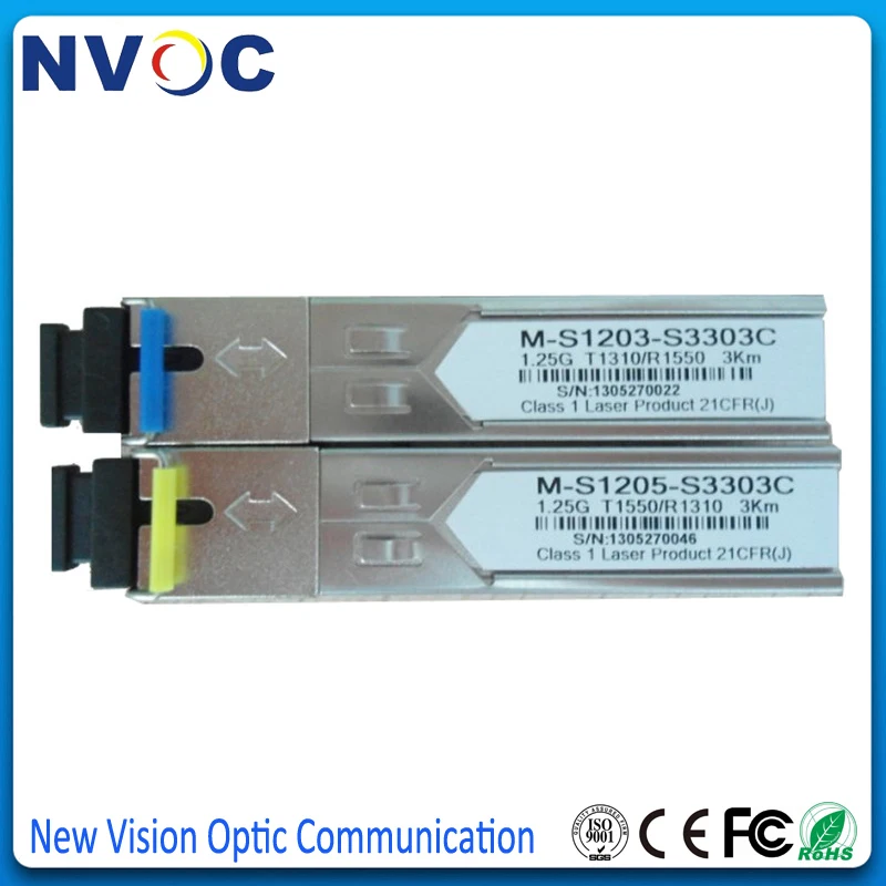 10 пар/лот 1 25G одноволоконный LC/SC 1G 1000 базовый BiDi 1310 нм/1550 нм 3 км WDM SFP-модуль |
