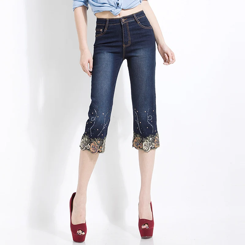 FERZIGE Summer Pants Elastic Skinny Jeans Women Beautiful Handmade Beading Embroidery Straight Pants Female Plus Size 36
FERZIGE Summer Pants Elastic Skinny Jeans Women Beautiful Handmade Beading Embroidery Straight Pants Female Plus Size 36
