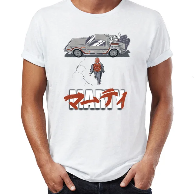 Мужская футболка Назад в будущее Марти и его фьюжн Powered Future Car Tee|Мужские футболки|