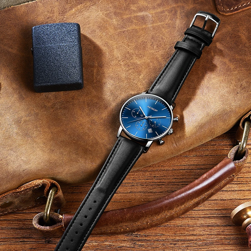 AESOP Mens Watches Top Brand Luxury Fashion Business Quartz Watch Men Sport Leather Waterproof Blue Clock relogio masculino 2018
AESOP Mens Watches Top Brand Luxury Fashion Business Quartz Watch Men Sport Leather Waterproof Blue Clock relogio masculino 2018