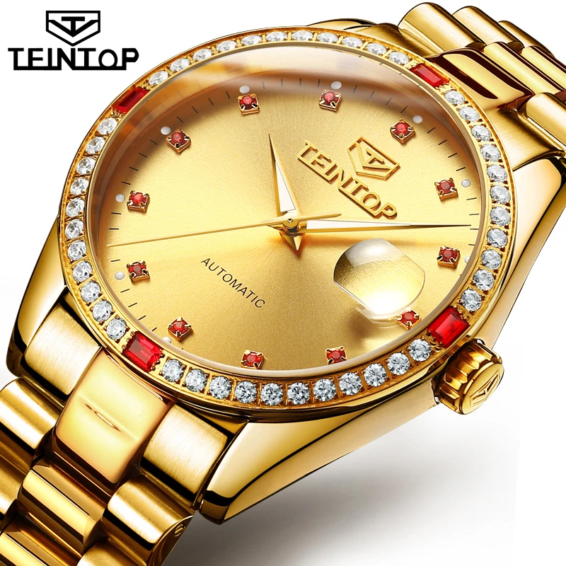 TEINTOP New Fashion Mechanical Watch Men Design Top Brand Luxury Golden Stainless Steel Strap Skeleton calendar Man Wrist Watch
TEINTOP New Fashion Mechanical Watch Men Design Top Brand Luxury Golden Stainless Steel Strap Skeleton calendar Man Wrist Watch