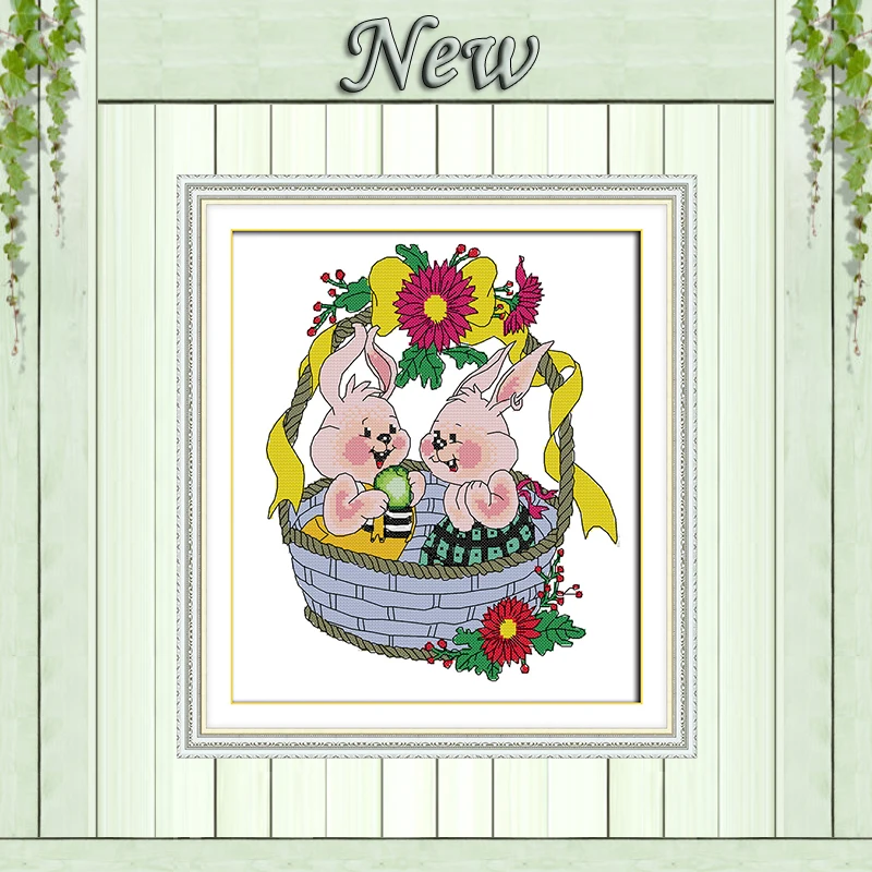 Two little rabbit animal cartoon diy painting counted print on canvas DMC 14CT 11CT Cross Stitch Needlework Sets Embroidery kits
Two little rabbit animal cartoon diy painting counted print on canvas DMC 14CT 11CT Cross Stitch Needlework Sets Embroidery kits