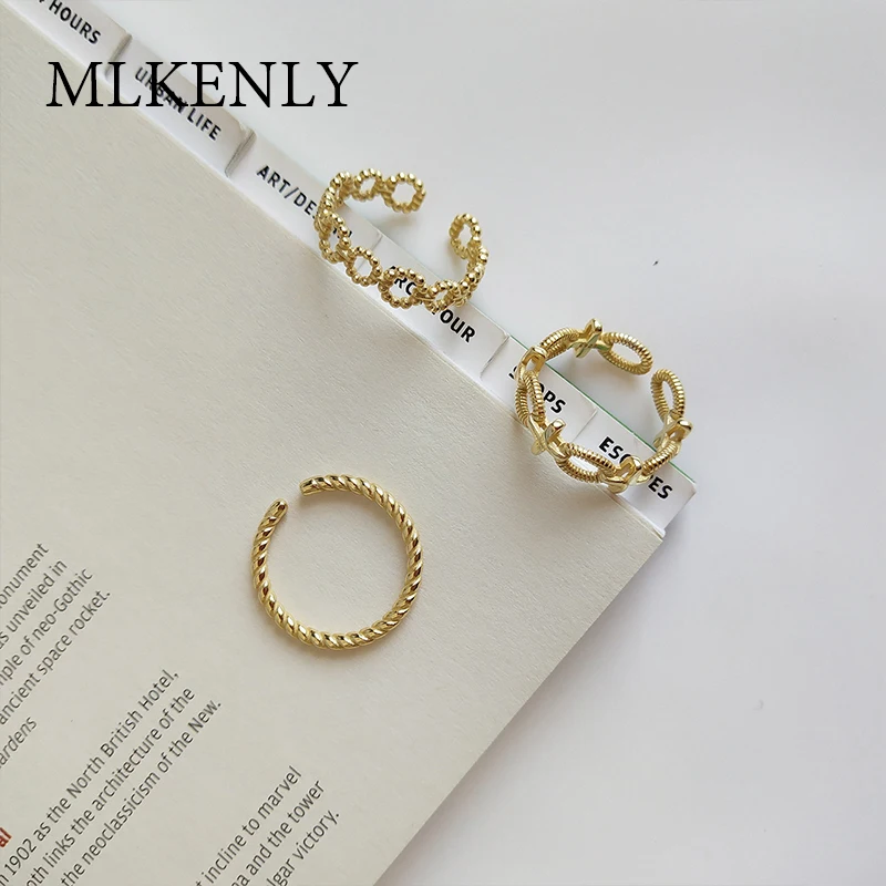 MLKENLY S925 Sterling Silver Korean Twisted Open Ring Gold Color Finger Ring For Women Statement Adjustable Ring Wholesale
MLKENLY S925 Sterling Silver Korean Twisted Open Ring Gold Color Finger Ring For Women Statement Adjustable Ring Wholesale