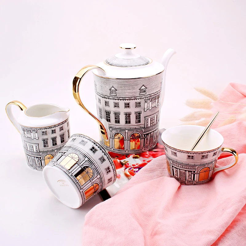High Quality Bone China Coffee Cup Set Ceramic Sugar&Milk Pots Porcelain Tea Pot Swan Castle Drinkware Set Cup And Saucer Set
High Quality Bone China Coffee Cup Set Ceramic Sugar&Milk Pots Porcelain Tea Pot Swan Castle Drinkware Set Cup And Saucer Set