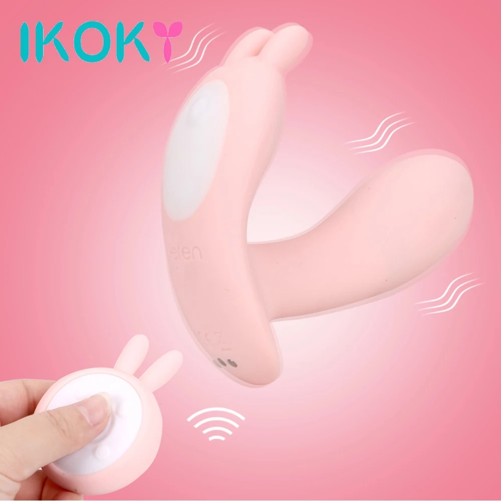 

IKOKY 10 Vibration Modes Smart Heating G-spot Clitoral stimulation Remote Control Dildo Vibrator Wearable Rabbit Vibrator