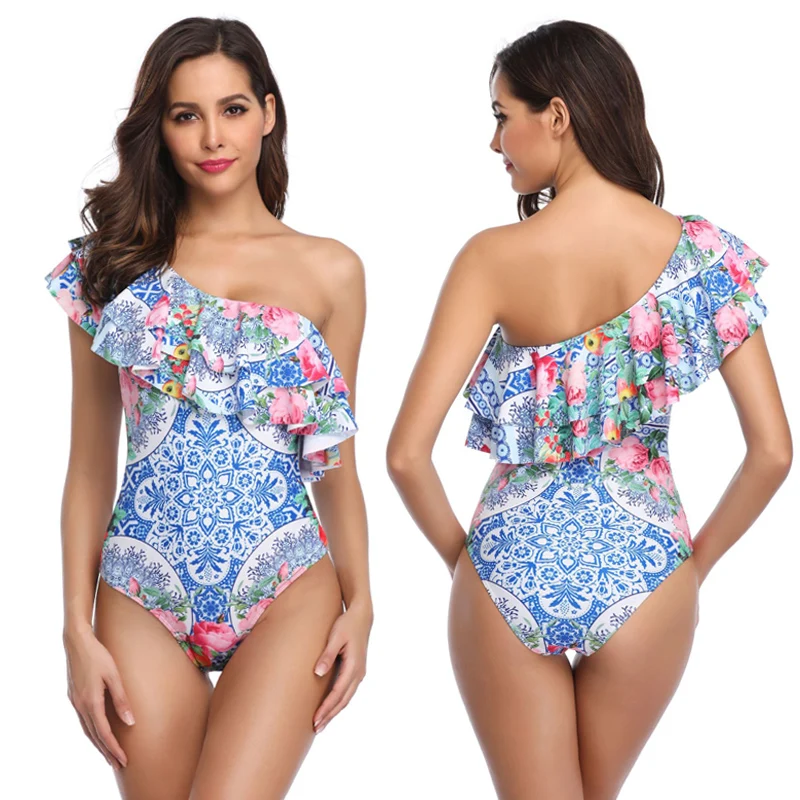 Sexy Corset Women Swimsuit Padded Floral Print Swimwear Off shoulder Push Up Halter Ruffles Biquini Monokini Beachwear
Sexy Corset Women Swimsuit Padded Floral Print Swimwear Off shoulder Push Up Halter Ruffles Biquini Monokini Beachwear