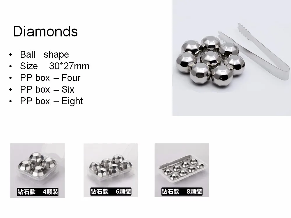 8 Pcs/Lot Diamond Whiskey Stones 30mmx27mm Stainless Steel With Clip Rock Wine Beer Ice Stone Bar Christmas Gift Cooler PP Box
8 Pcs/Lot Diamond Whiskey Stones 30mmx27mm Stainless Steel With Clip Rock Wine Beer Ice Stone Bar Christmas Gift Cooler PP Box