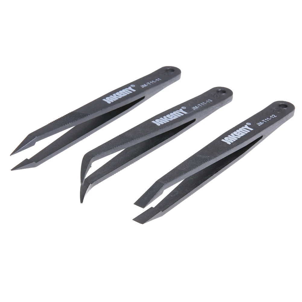 3 in 1 Anti-static Tweezers Kit Heat Resistant Flat Pointed Curved Tweezers Set Repair Tools Kit for iPhone Samsung Laptop PCB
3 in 1 Anti-static Tweezers Kit Heat Resistant Flat Pointed Curved Tweezers Set Repair Tools Kit for iPhone Samsung Laptop PCB