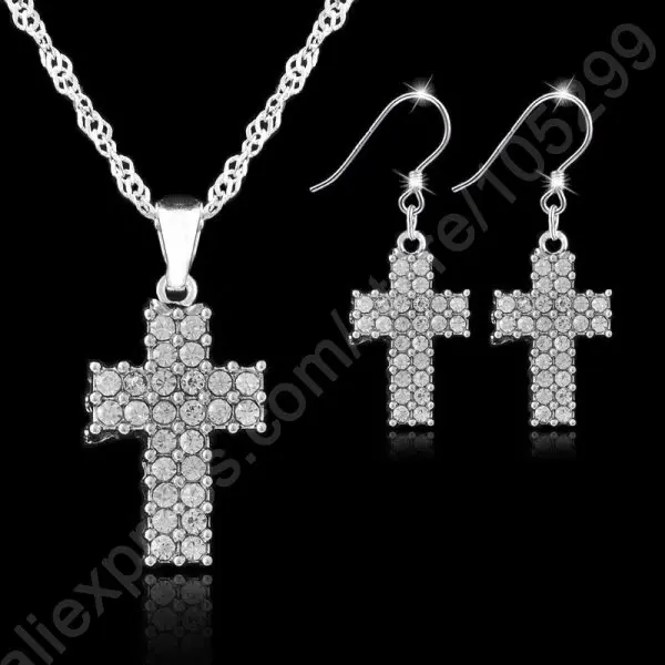 Jewelry Sets New 925 Sterling Silver Jewelry Set Cross Crystal Stone Pendant Necklaces Hook Earrings Accesssory
Jewelry Sets New 925 Sterling Silver Jewelry Set Cross Crystal Stone Pendant Necklaces Hook Earrings Accesssory