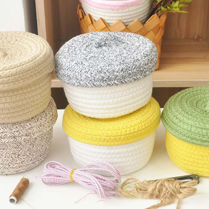 Handmade Cotton Woven Storage Baskets Nordic Style Storage Basket with lid Sundries sewing tools storage box organizer 1piece
Handmade Cotton Woven Storage Baskets Nordic Style Storage Basket with lid Sundries sewing tools storage box organizer 1piece