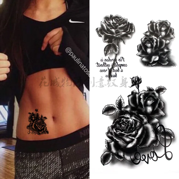 Black 3D big flower english letter Body Art Waterproof Temporary Sexy rose For Woman Flash Tattoo Stickers 10*20CM KD735
Black 3D big flower english letter Body Art Waterproof Temporary Sexy rose For Woman Flash Tattoo Stickers 10*20CM KD735