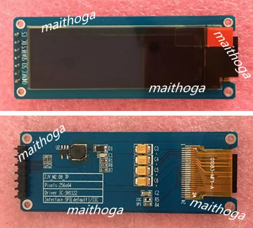 Фото Maithoga 2 08 дюймов 7PIN SPI синий/белый OLED экран с адаптером платы SH1122 Драйвер IC 256*64