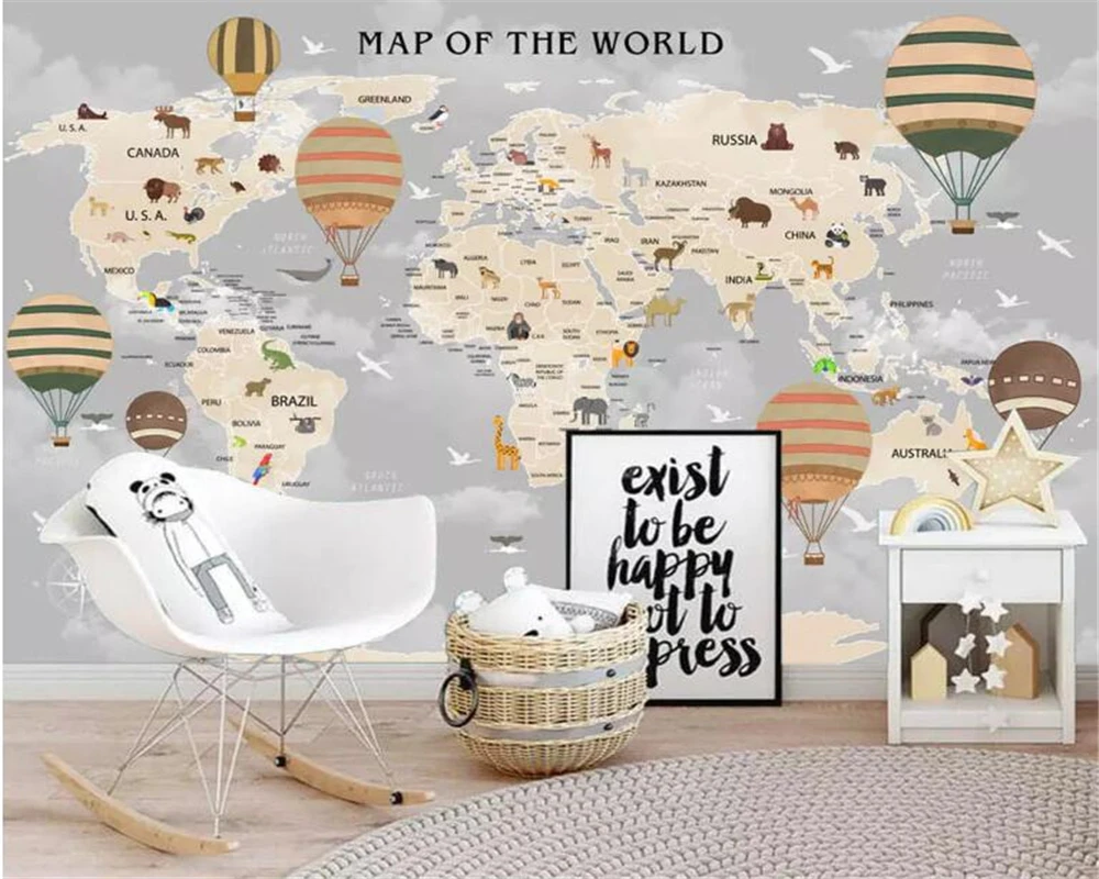 Beibehang Custom 3d Wallpaper Mural Animal Cartoon hot air balloon World Map Children's room TV Background Wall 3d wallpaper
Beibehang Custom 3d Wallpaper Mural Animal Cartoon hot air balloon World Map Children's room TV Background Wall 3d wallpaper